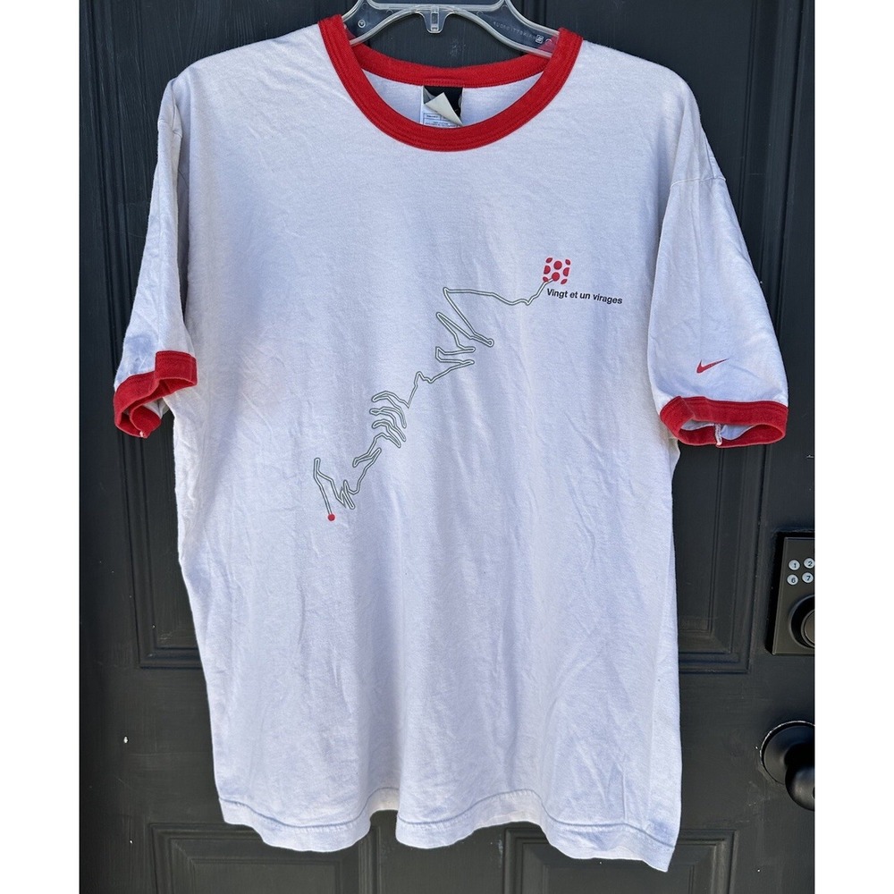 Vintage 00s Nike Cycling Vingt et‎ un virages T-Shirt Ringer Men's XL